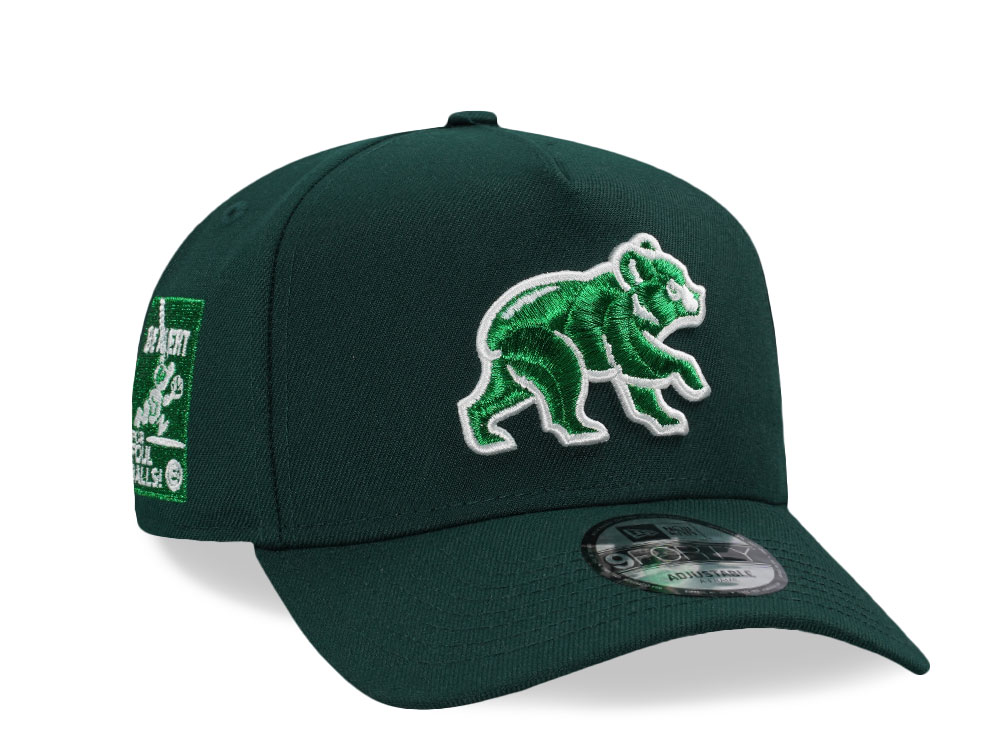 New Era Chicago Cubs Be Alert Green Metallic Edition 9Forty A Frame Snapback Cap