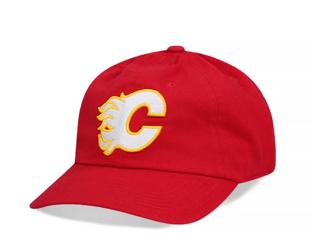 American Needle Calgary Flames Red Blue Line Dadhat Strapback Hat