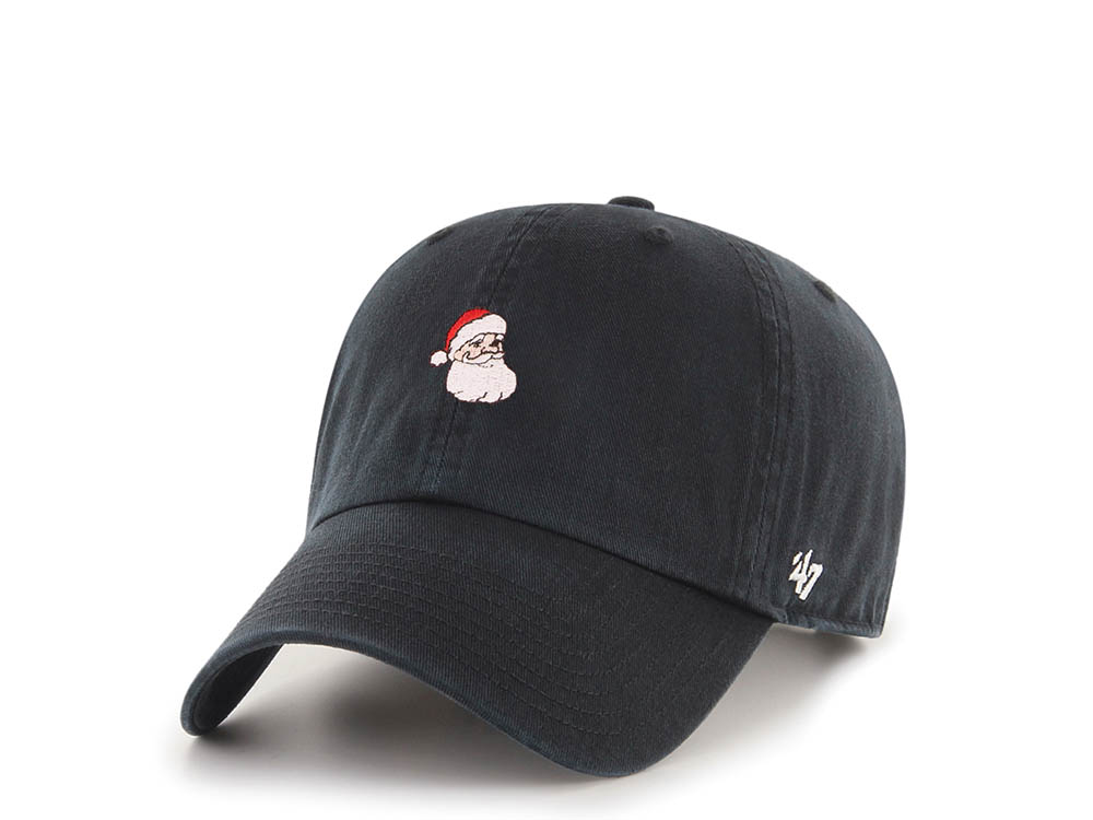 47Brand Santa Claus Holiday Black Base Runner Clean Up Strapback Hat