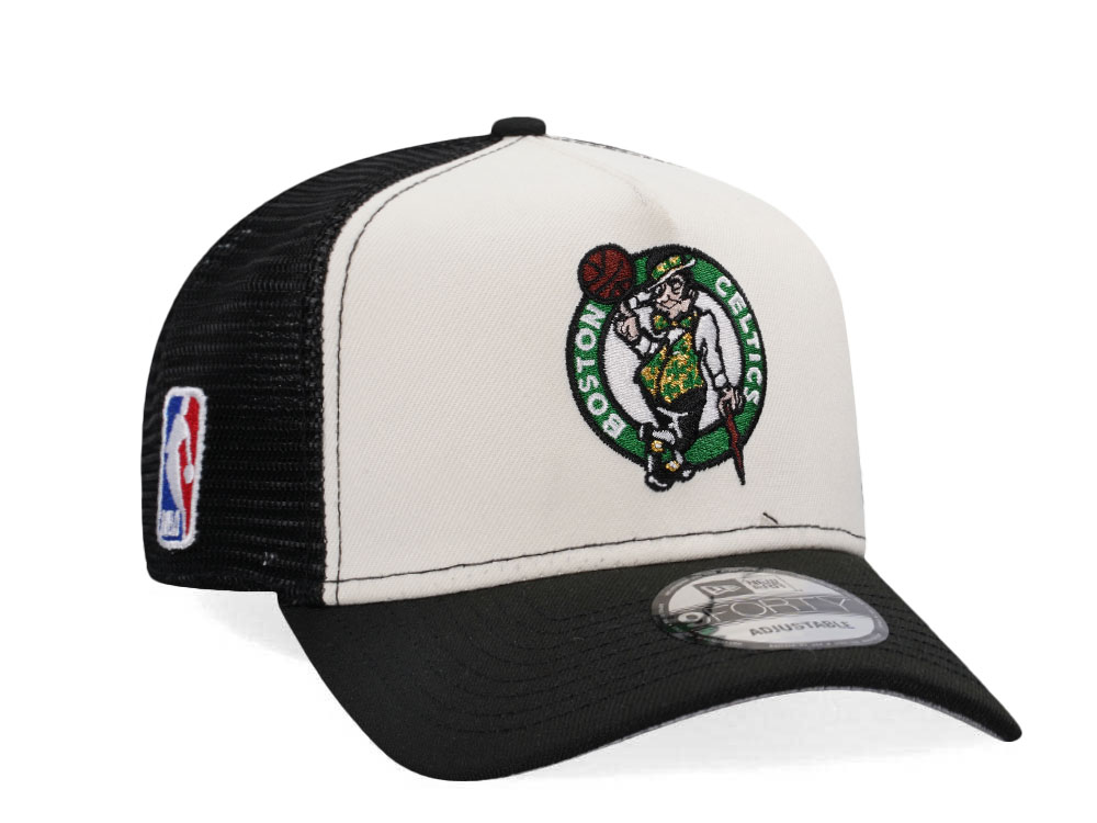 New Era Boston Celtics White 9Forty A Frame Trucker Snapback Cap