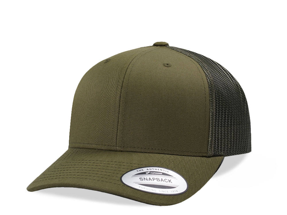 Yupoong Basic Olive Retro Trucker Snapback Cap