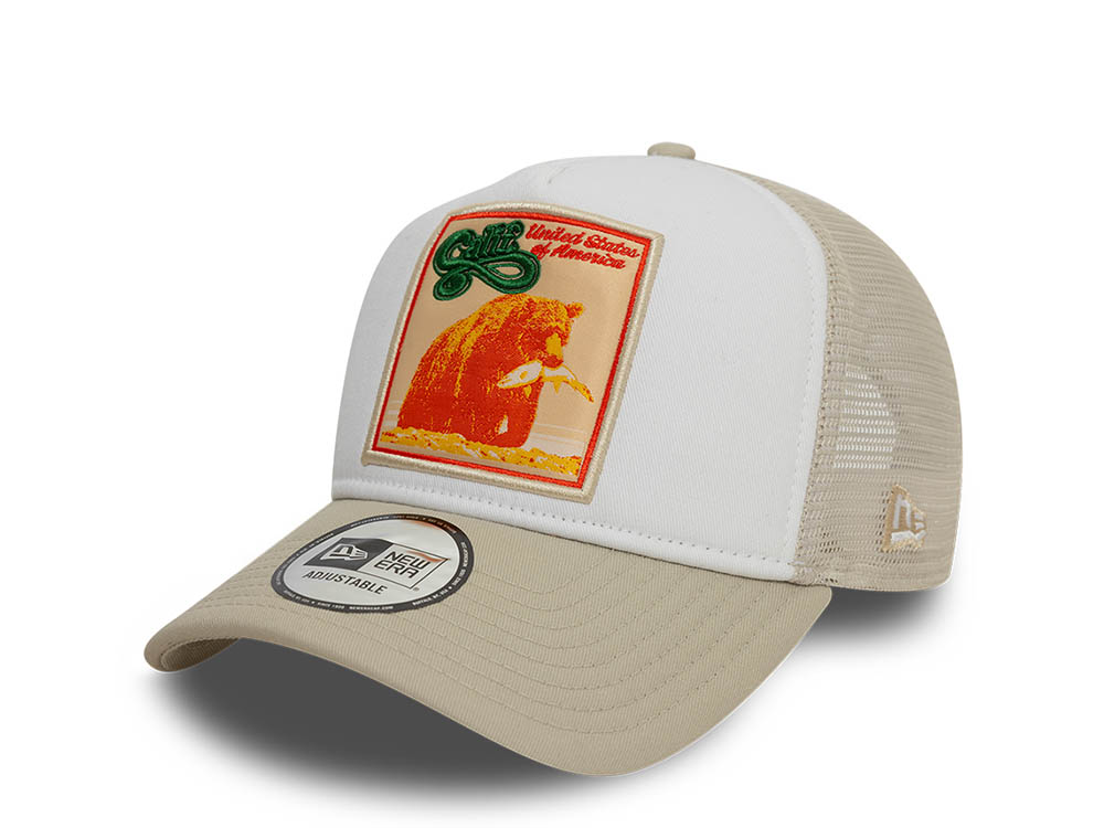 New Era California Patch Beige Trucker A Frame Snapback Cap