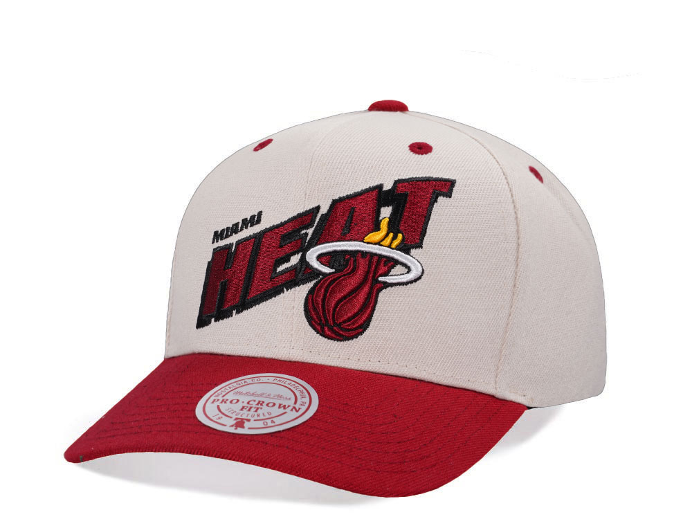 Mitchell & Ness Miami Heat Chrome Two Tone Pro Crown Fit Snapback Cap