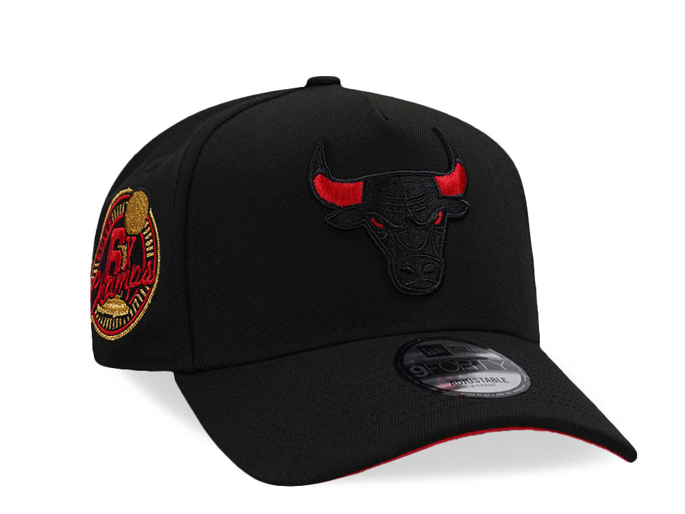 New Era Chicago Bulls 6x Champs Black and Red Prime Edition 9Forty A Frame Snapback Cap