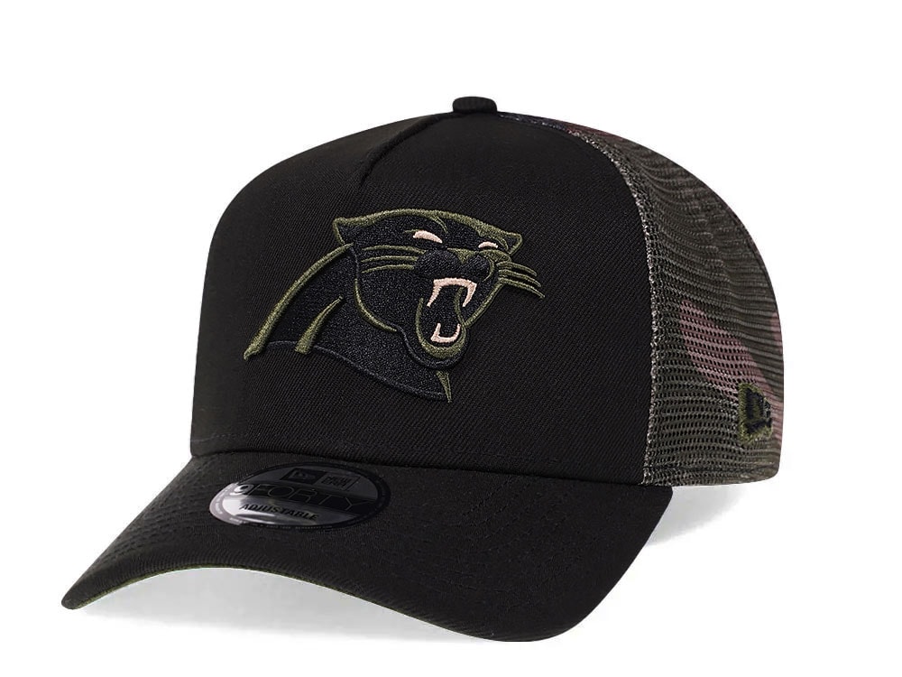 New Era Carolina Panthers Camo 9Forty A Frame Trucker Snapback Cap