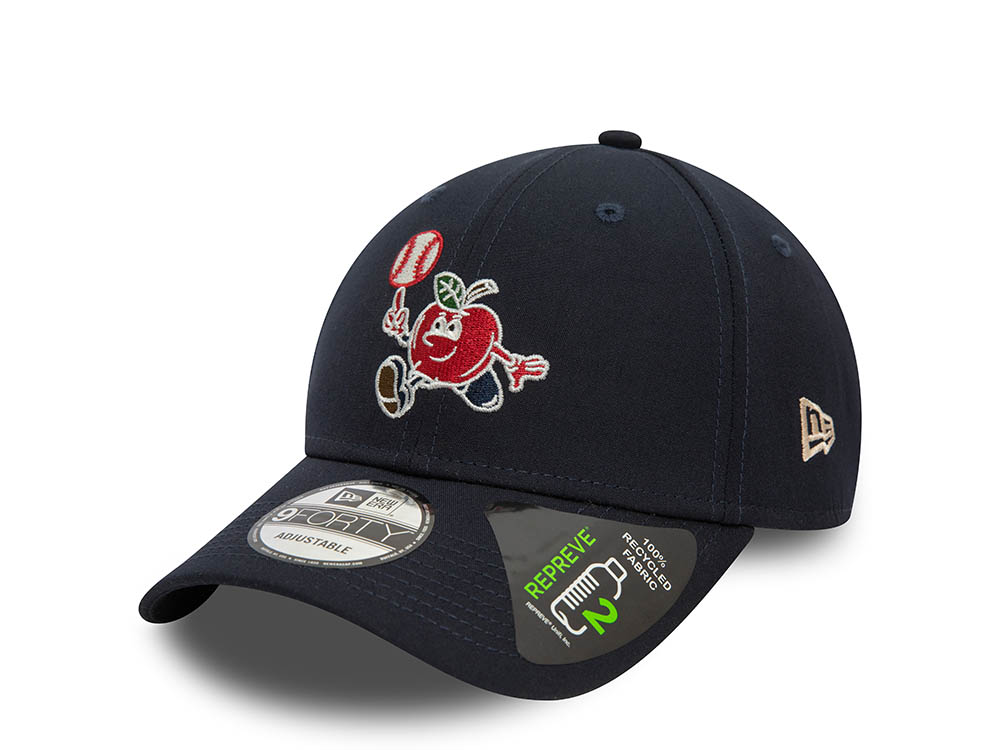 New Era Apple Mascot Repreve Navy 9Forty Strapback Cap