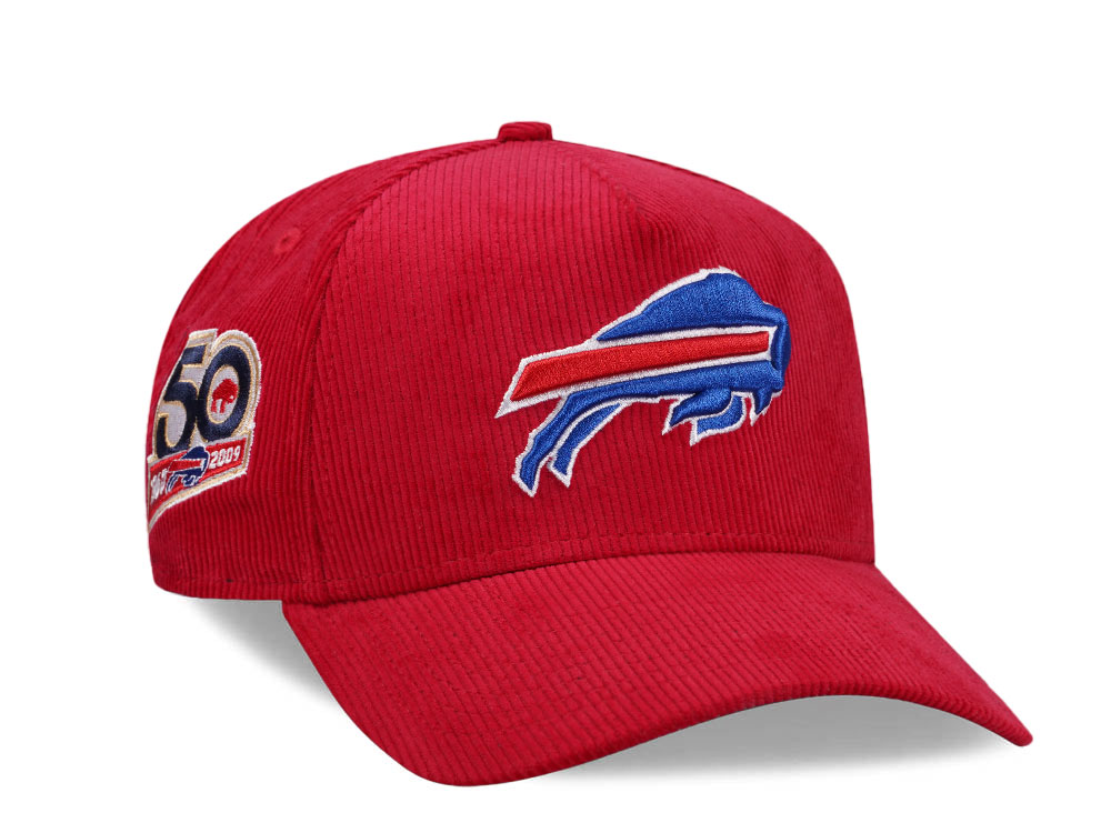 New Era Buffalo Bills 50th Anniversary Red Corduroy Edition 9Forty A Frame Snapback Cap