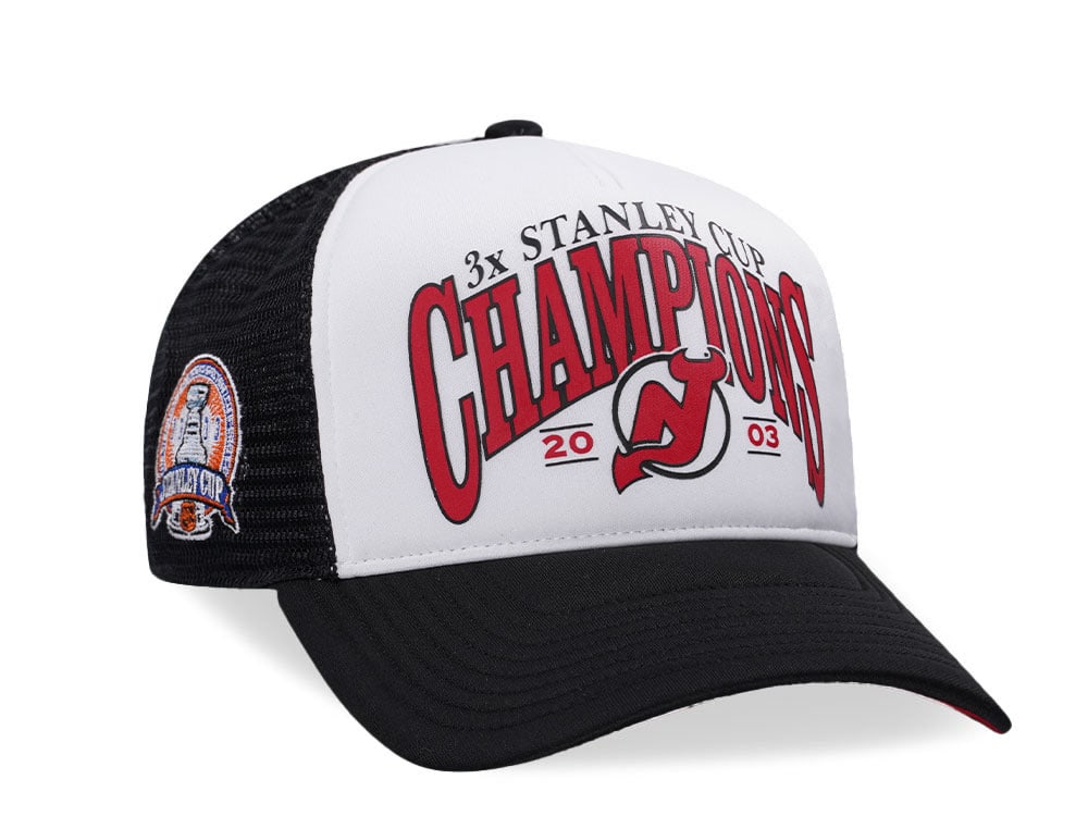 47Brand New Jersey Devils Vintage Stanley Black Foam Champ Offside Trucker Snapback Hat