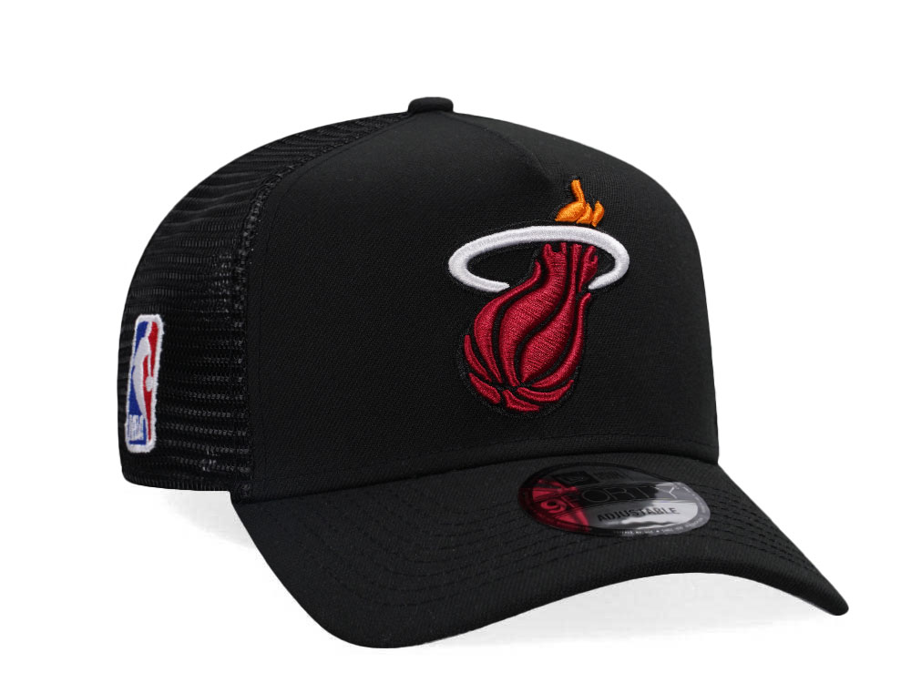 New Era Miami Heat Black Classic Edition Trucker A Frame Snapback Cap