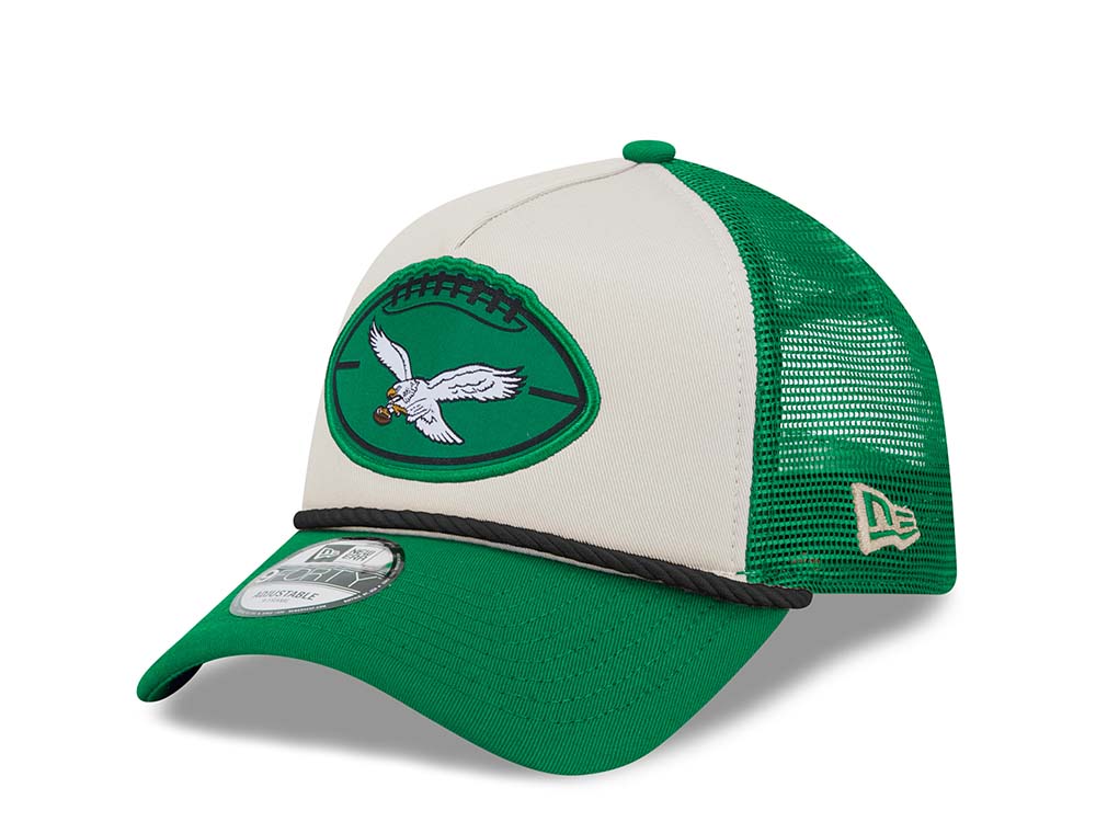 New Era Philadelphia Eagles Green Two Tone 9Forty A Frame Trucker Strapback Cap