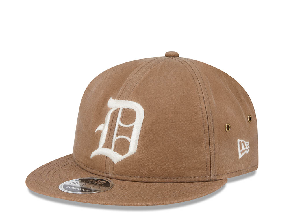 New Era Detroit Tigers Waxed Canvas Khaki 9Fifty Retro Crown Strapback Hat