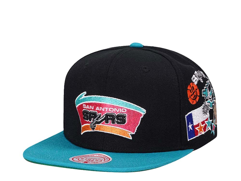 Mitchell & Ness San Antonio Spurs Patch Overload Hardwood Classic Snapback Cap