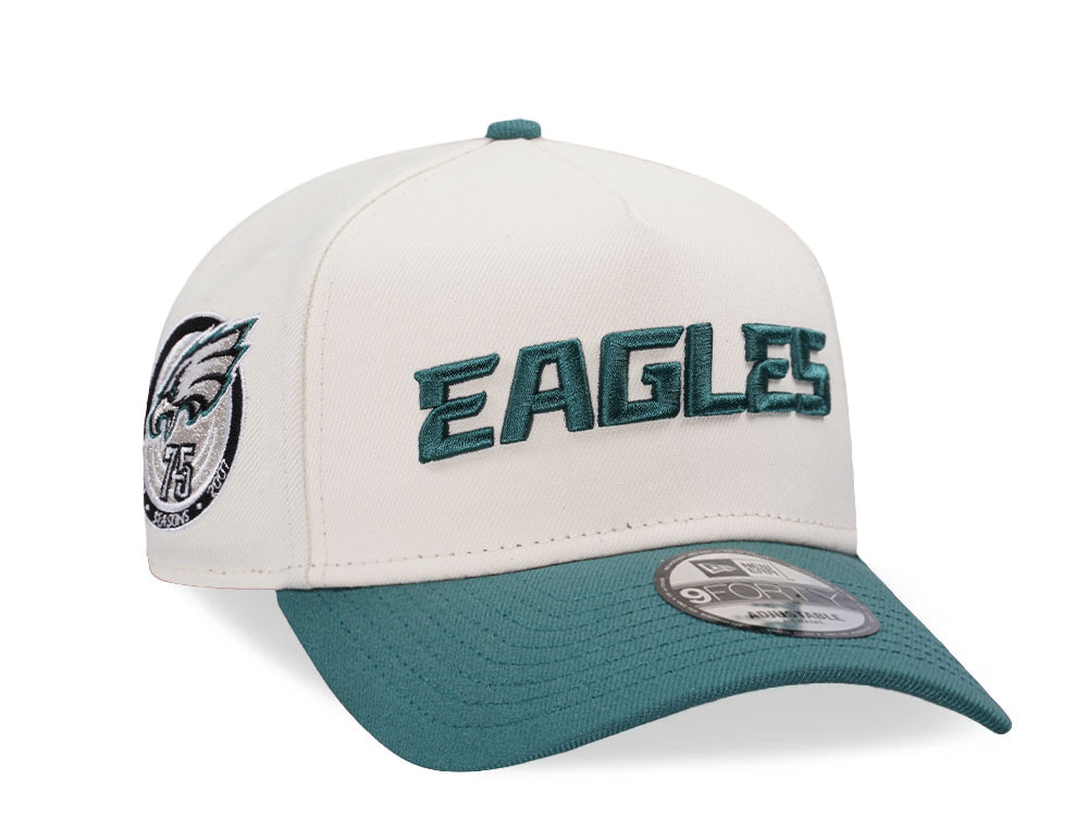 New Era Philadelphia Eagles 75th Anniversary Chrome Two Tone 9Forty A Frame Snapback Hat