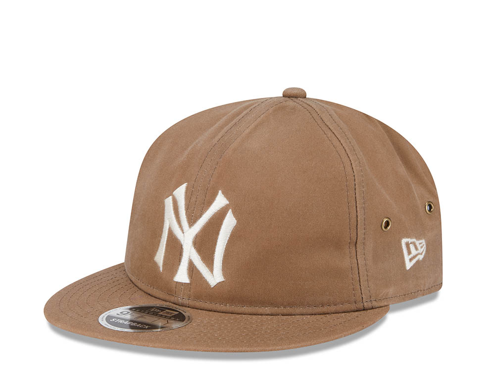 New Era New York Yankees Waxed Canvas Khaki 9Fifty Retro Crown Strapback Hat