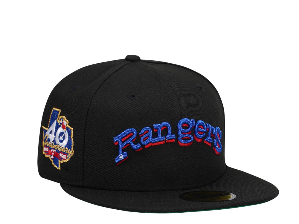 New Era Texas Rangers 40th Anniversary Black Dome Throwback Edition 59Fifty Fitted Cap