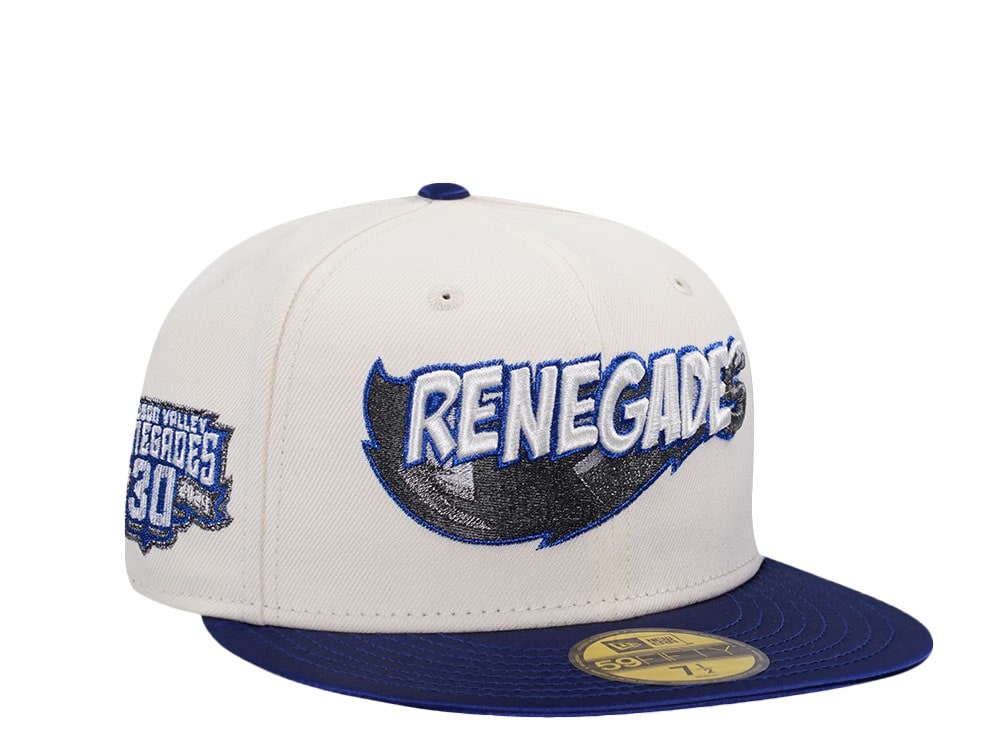 New Era Hudson Valley Renegades 30th Anniversary Chrome Satin Brim Two Tone Edition 59Fiftys Fitted Cap