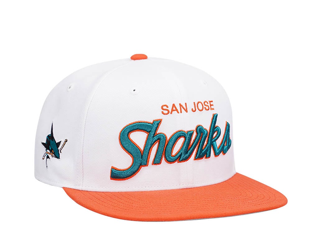 47Brand San Jose Sharks White Script Side Two Tone Captain MVP Snapback Hat