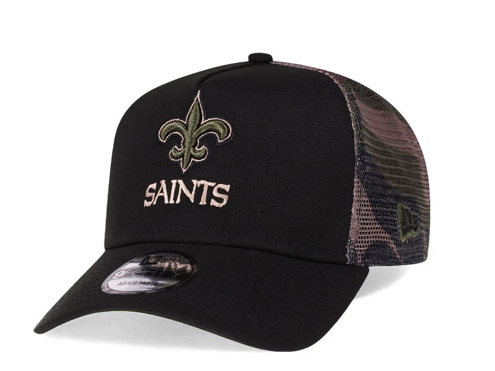 New Era New Orleans Saints Camo 9Forty A Frame Trucker Snapback Cap