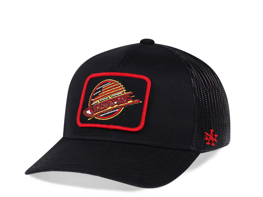 American Needle Vancouver Canucks Black Trucker Snapback Hat