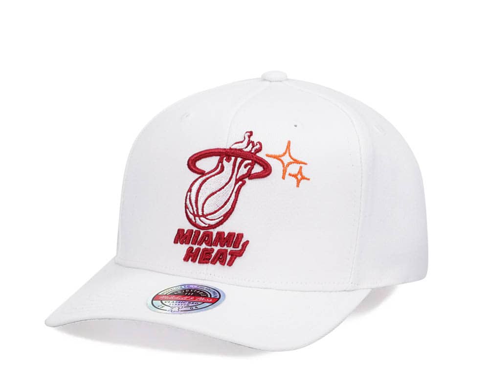 Mitchell & Ness Miami Heat Merch Logo Hardwood Classic Red Flex Snapback Cap