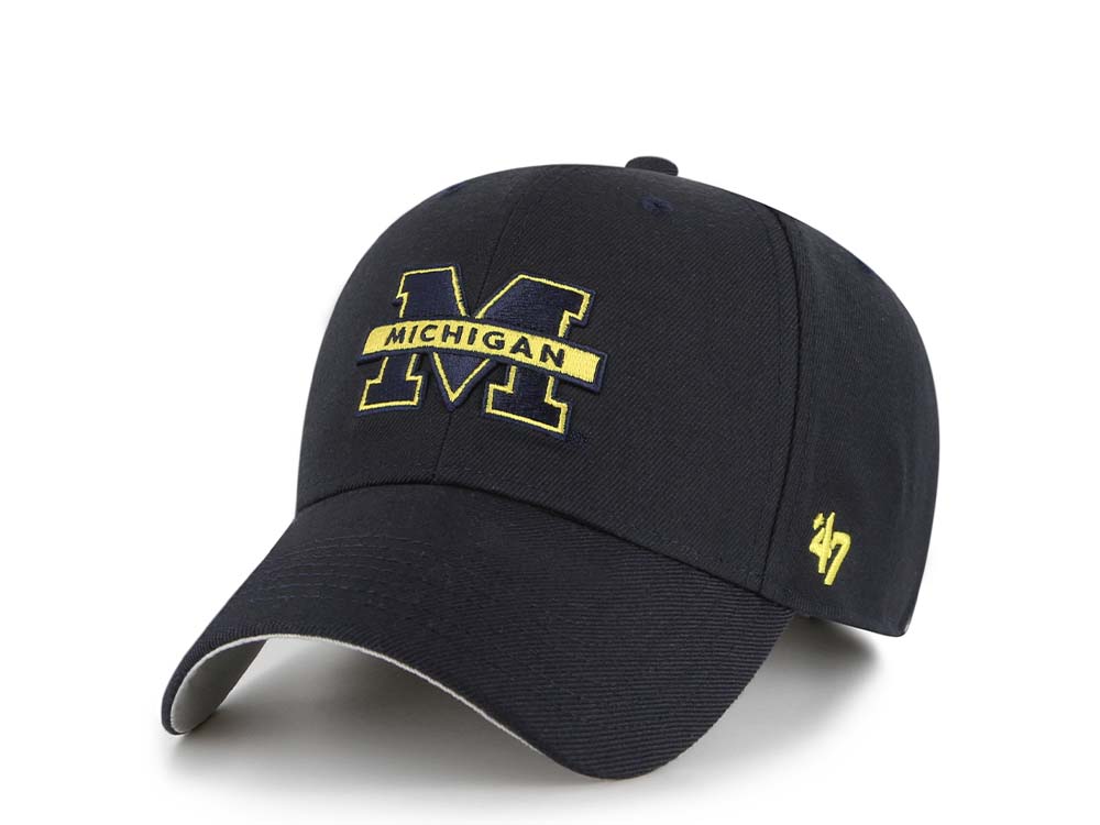 47Brand Michigan Wolverines Navy Wool MVP Strapback Cap