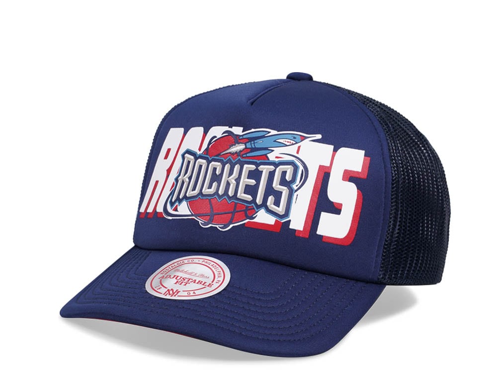 Mitchell & Ness Houston Rockets Navy Billboard Trucker Snapback Cap