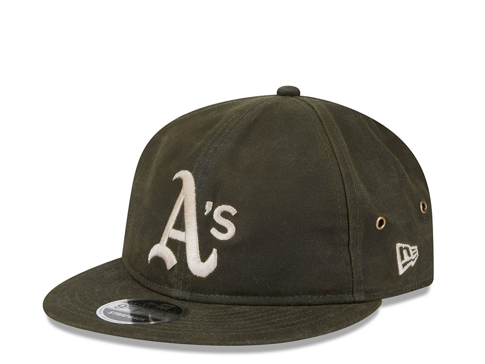 New Era Oakland Athletics Waxed Canvas Olive 9Fifty Retro Crown Strapback Hat