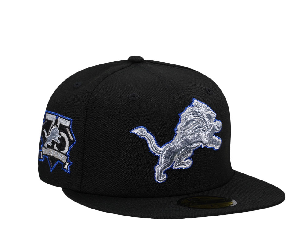 New Era Detroit Lions 75 Seasons Black Metallic Prime Edition 59Fifty Fitted Cap