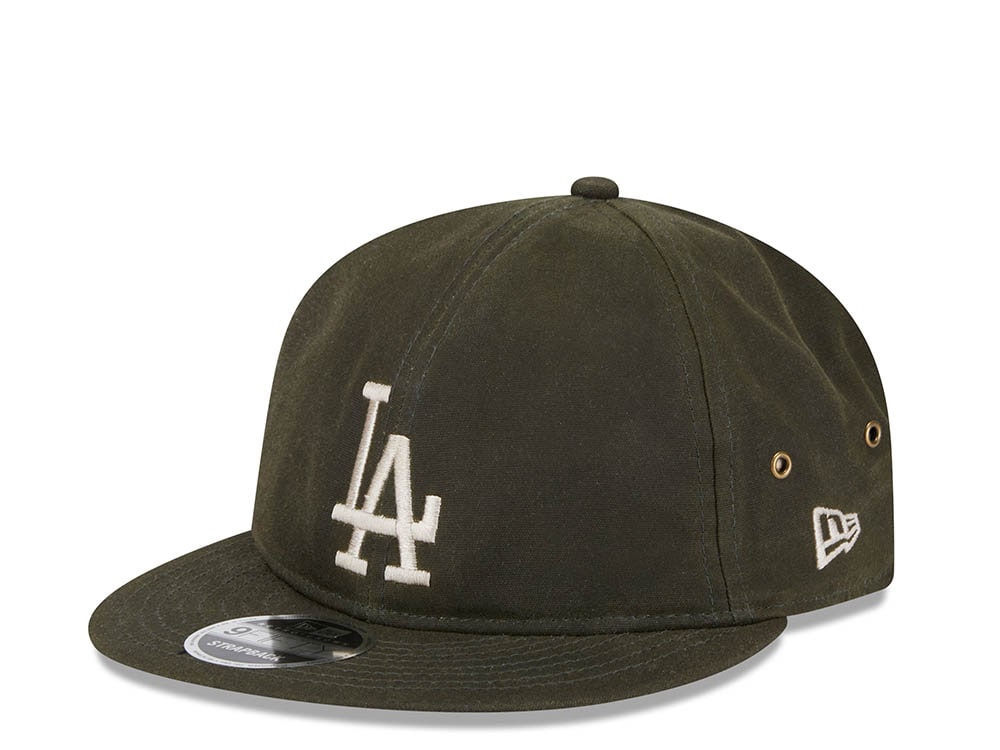 New Era Los Angeles Dodgers Waxed Canvas Olive 9Fifty Retro Crown Strapback Hat