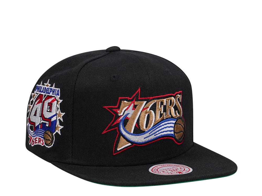 Mitchell & Ness Philadelphia 76ers NBA Black Side Jam Throwback Edition Snapback Cap