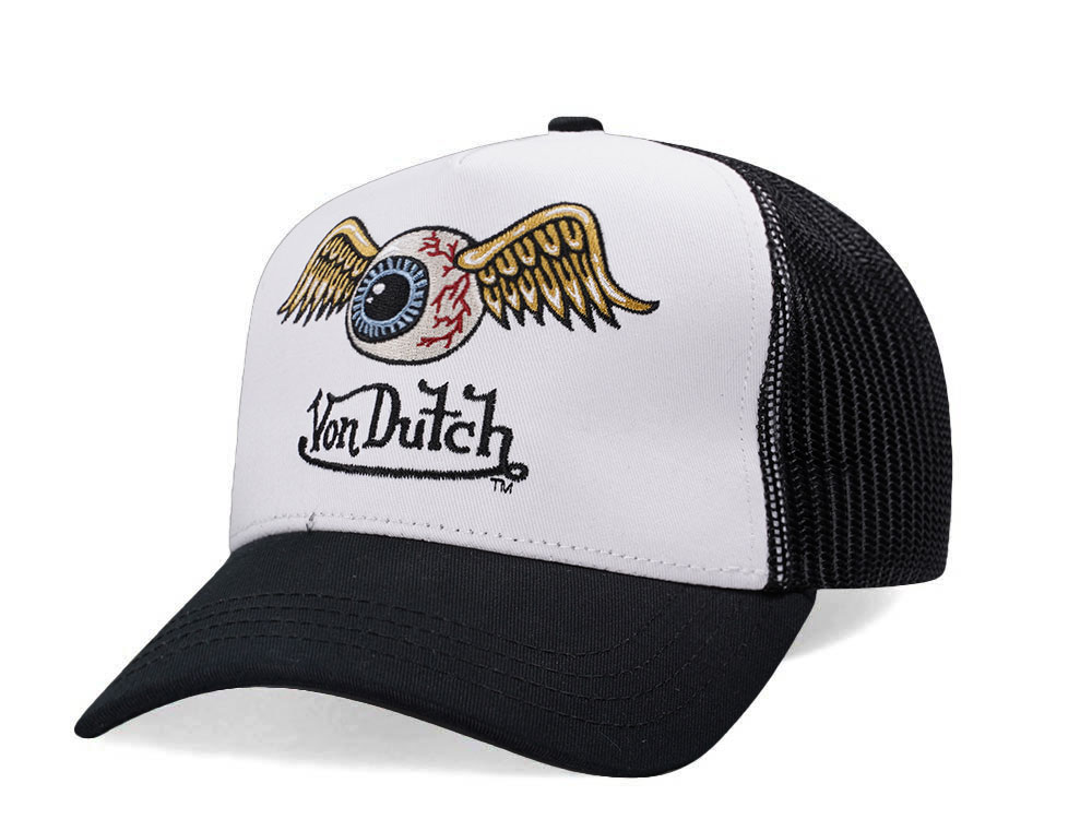 Von Dutch Eye Black And White Trucker Edition Snapback Cap