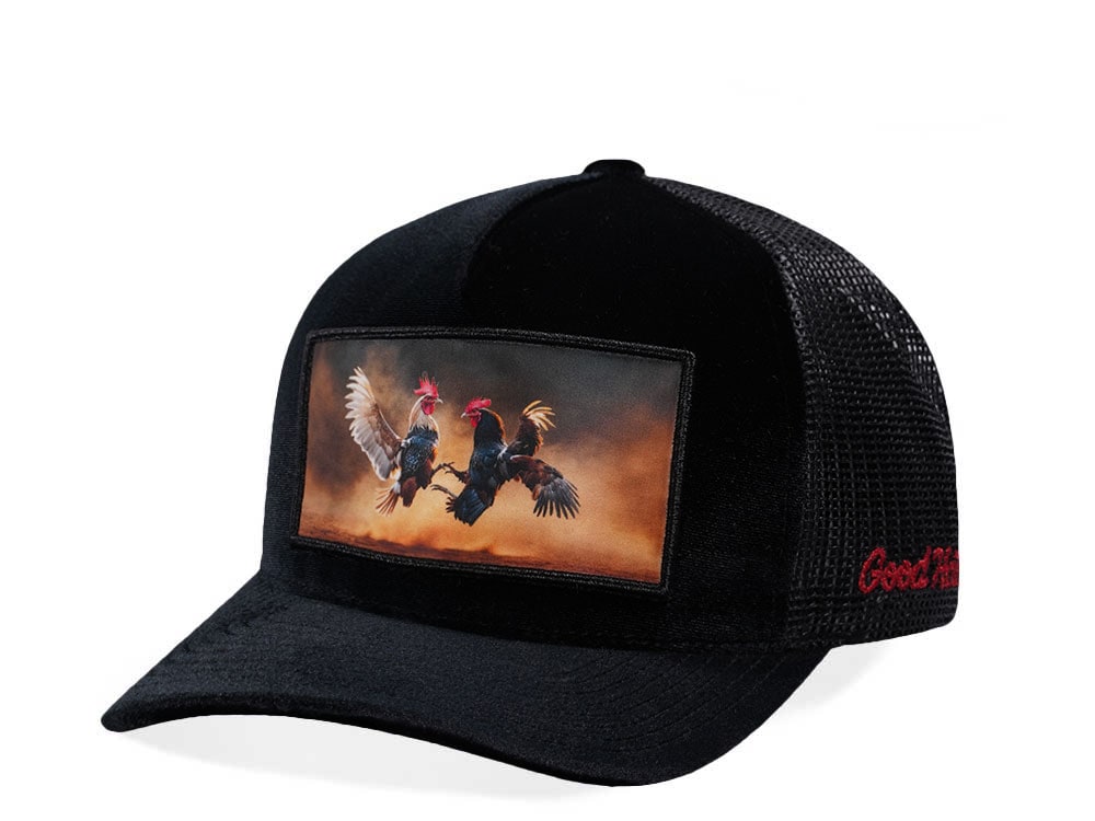 Good Hats Fight Black Velour Trucker Snapback Cap