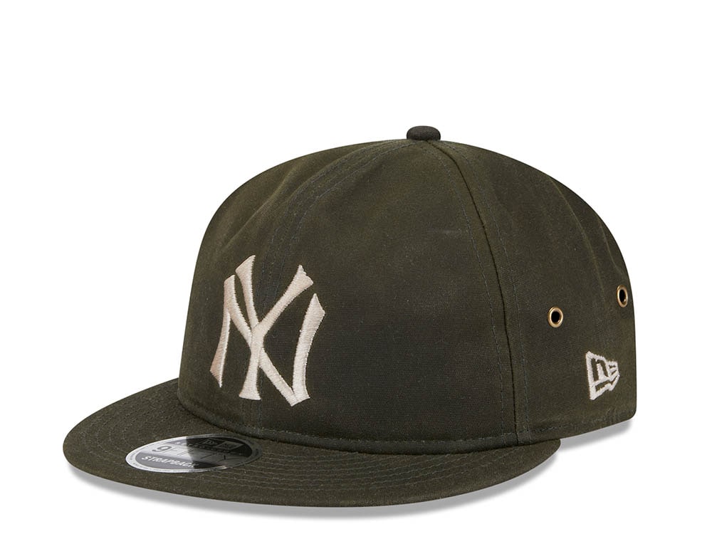 New Era New York Yankees Waxed Canvas Olive 9Fifty Retro Crown Strapback Hat