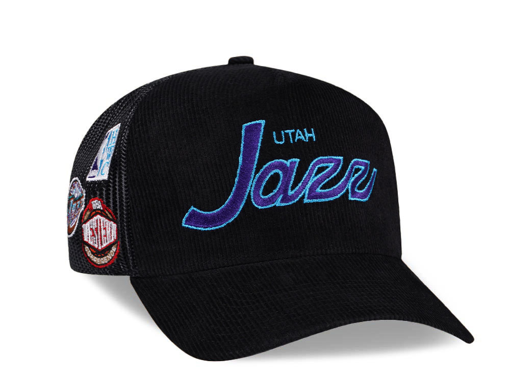 Mitchell & Ness Utah Jazz Times up Black Cord Hardwood Classic Trucker Snapback Cap