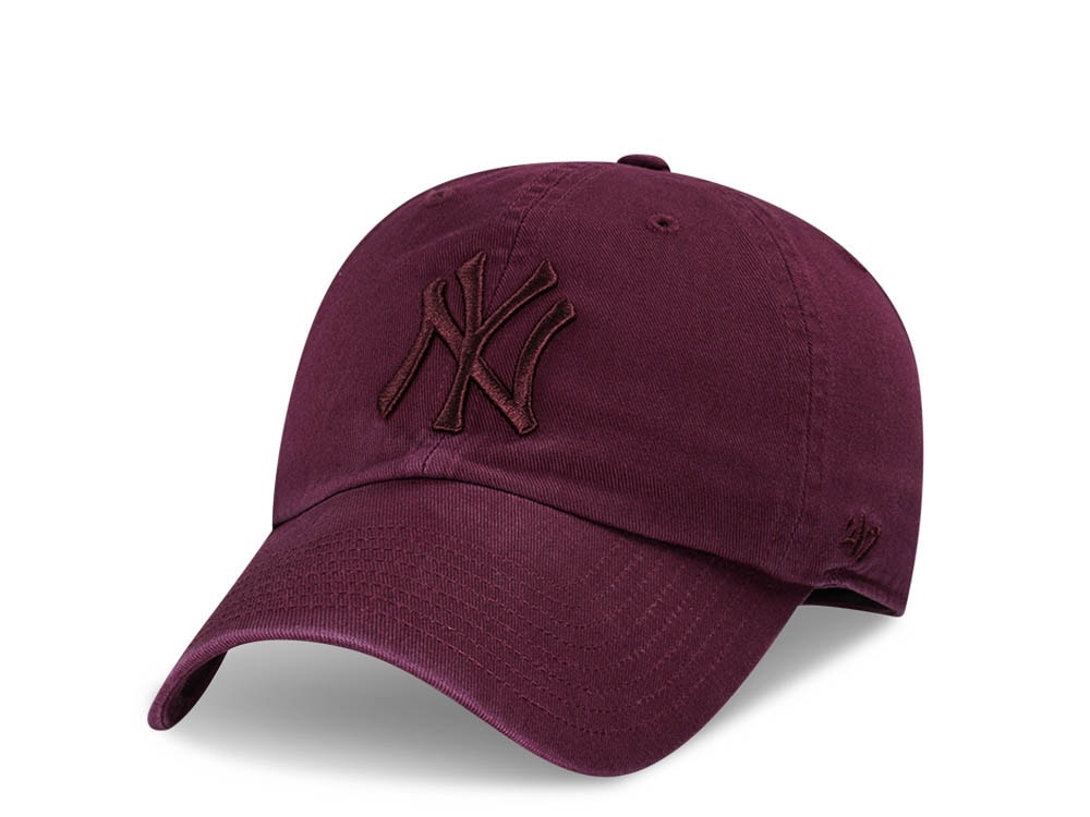 47Brand New York Yankees Dark Maroon Clean Up Strapback Hat