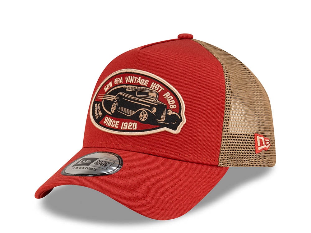 New Era Vintage Hot Rods Red 9Forty A Frame Trucker Snapback Cap