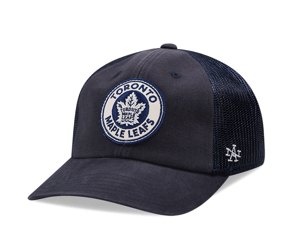 American Needle Toronto Maple Leafs Raglan Bones Navy Trucker Snapback Hat