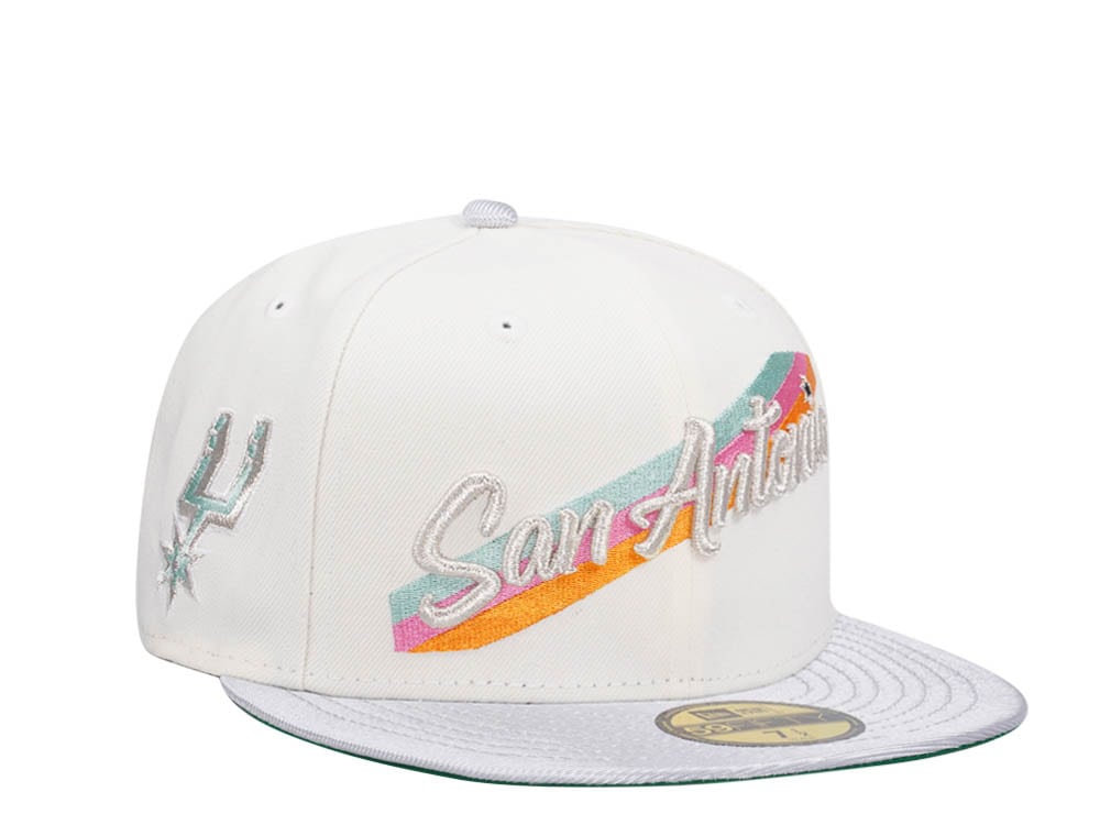 New Era San Antonio Spurs Chrome White Throwback Edition 59Fifty Fitted Cap