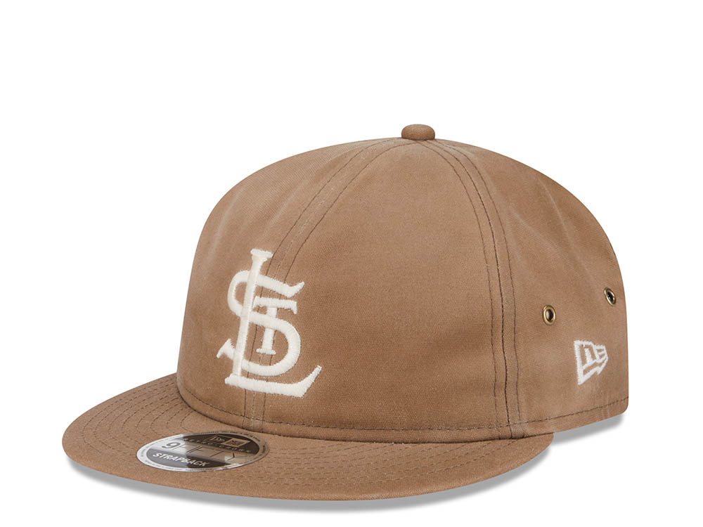 New Era St. Louis Cardinals Waxed Canvas Khaki 9Fifty Retro Crown Strapback Hat