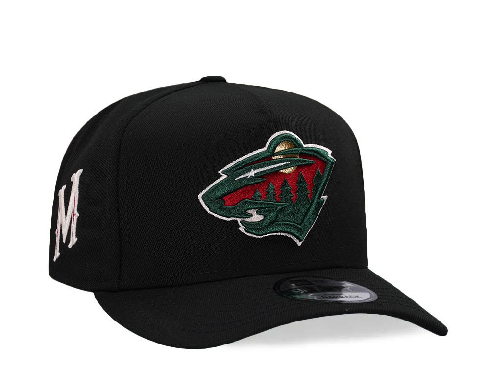 New Era Minnesota Wild Black Classic 9Fifty A Frame Snapback Hat